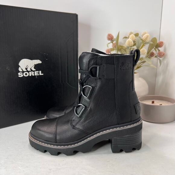 Sorel Joan Now Lace Up Waterproof Boot Black NL5035-010 Women's 7.5 Tried On - Picture 1 of 10